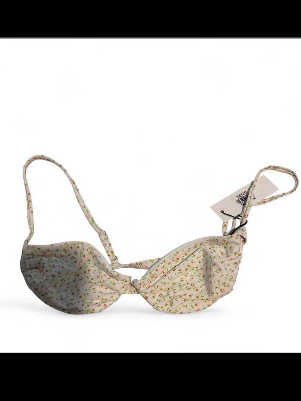 Glassons White Bikini Top with Green and Pink Floral Print